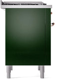 ILVE Nostalgie II 36-Inch Dual Fuel Freestanding Range in Emerald Green with Copper Trim (UP36FNMPEGPLP)