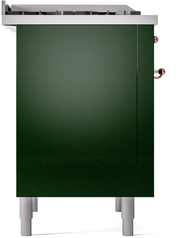 ILVE Nostalgie II 36-Inch Dual Fuel Freestanding Range in Emerald Green with Copper Trim (UP36FNMPEGP)