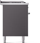 ILVE Nostalgie II 60-Inch Natural Gas Dual Fuel Range with 7 Burners, Griddle, & French Top with Triple Glass Door Oven in Matte Graphite with Chrome Trim (UP60FSNMPMGC)