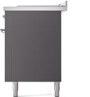 ILVE Nostalgie II 60-Inch Natural Gas Dual Fuel Range with 7 Burners, Griddle, & French Top with Triple Glass Door Oven in Matte Graphite with Chrome Trim (UP60FSNMPMGC)