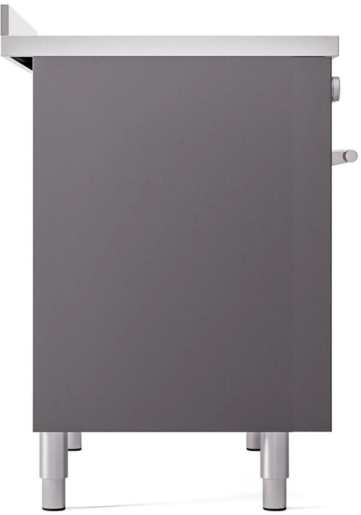 Matte graphite induction range back panel with feet and side connection ports
