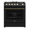 Forno Leonardo Espresso 30-Inch Gas Range in Black with Antique Brass Trim (FFSGS1116-30BLK)