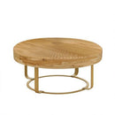 Parrot Uncle 31.5-Inch Modern Round Coffee Table with Wooden Carving Pattern & Metal Legs for Living Room , Reception Room