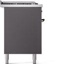 ILVE Nostalgie II 60-Inch Propane Gas Dual Fuel Range with 7 Burners, Griddle, & French Top with Triple Glass Door Oven in Matte Graphite with Bronze Trim (UP60FSNMPMGBLP)