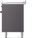 ILVE Nostalgie II 60-Inch Natural Gas Dual Fuel Range with 7 Burners, Griddle, & French Top with Triple Glass Door Oven in Matte Graphite with Bronze Trim (UP60FSNMPMGB)