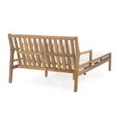 Parrot Uncle Outdoor Patio Daybed with Four Pillows, Wooden Outdoor Bed with Curved Armrests for Poolside, Backyard, Garden