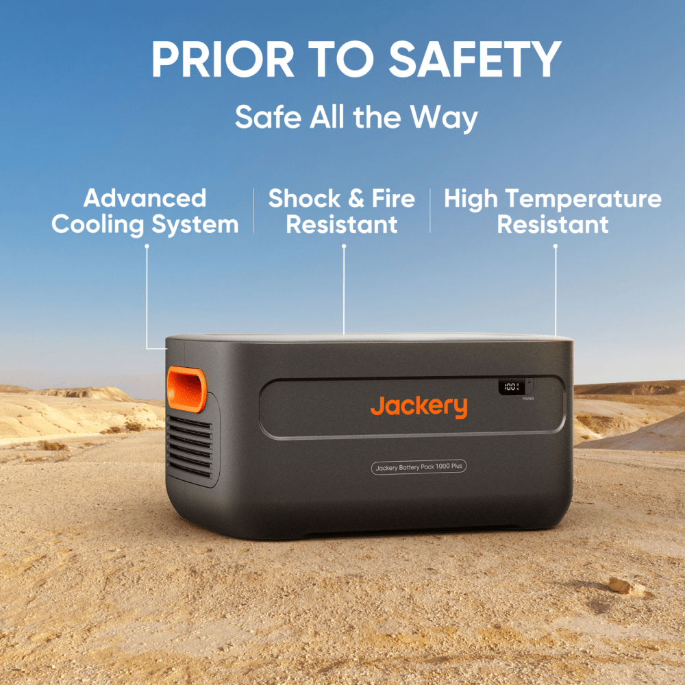 Jackery Expansion battery pack with vented side panels, black casing