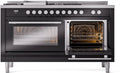 ILVE Professional Plus II 60-Inch Propane Gas Dual Fuel Range with 7 Burners, Griddle, & French Top with Triple Glass Door Oven in Glossy Black (UP60FSWMPBKLP)