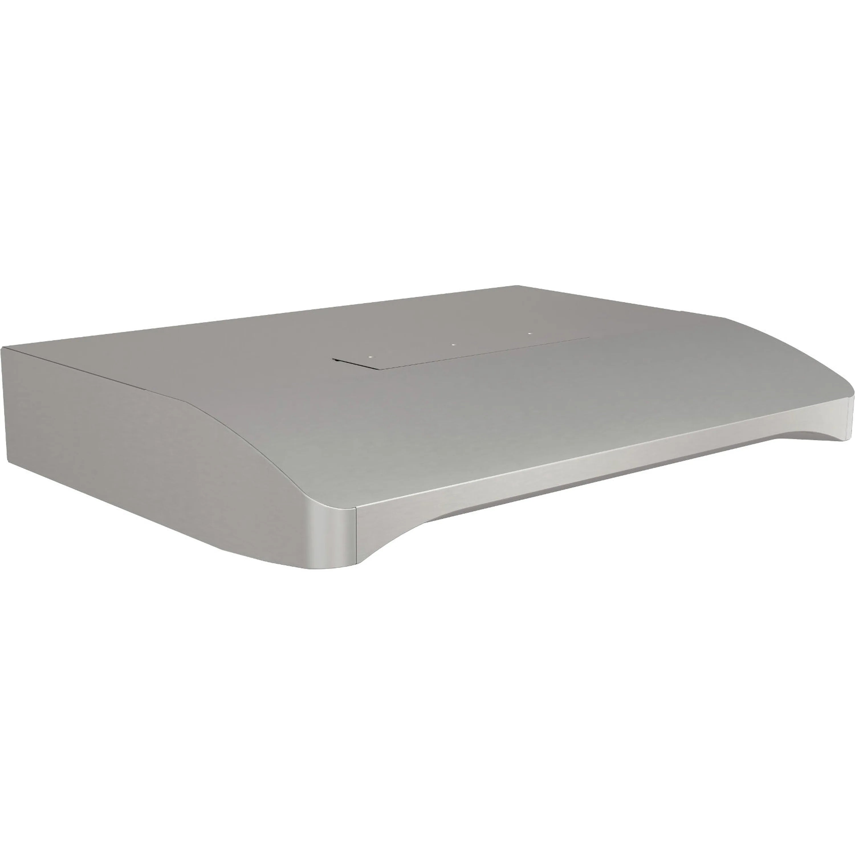 Stainless steel under-cabinet range hood, flat canopy top view