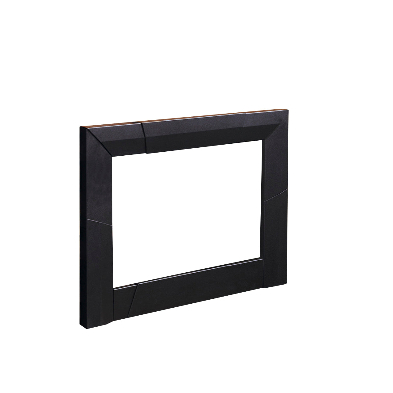 Black adjustable fireplace trim surround frame with rectangular open center