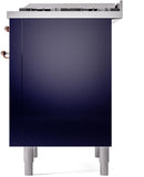 ILVE Nostalgie II 36-Inch Freestanding Natural Gas Dual Fuel Range in Midnight Blue with Copper Trim (UP36FNMPMBP)