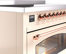 ILVE Nostalgie II 48-Inch Freestanding Electric Induction Range in Antique White with Copper Trim (UPI486NMPAWP)