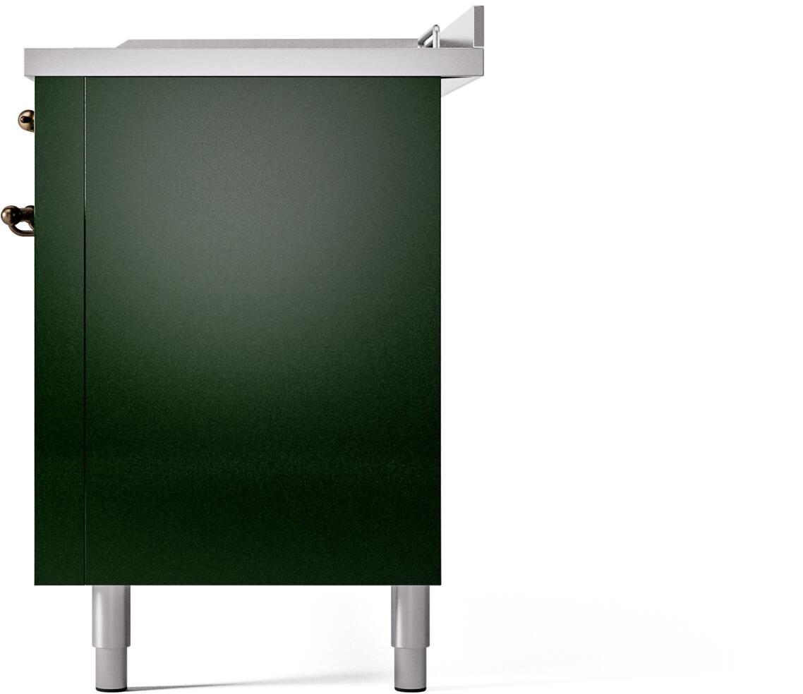 Emerald green range back-side panel with top vent and small metal fittings