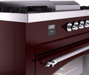 ILVE Nostalgie II 60-Inch Propane Gas Dual Fuel Range with 7 Burners, Griddle, & French Top with Triple Glass Door Oven in Burgundy with Chrome Trim (UP60FSNMPBUCLP)
