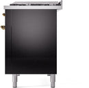 ILVE Nostalgie II 48-Inch Freestanding Natural Gas Dual Fuel Range in Glossy Black with Brass Trim (UP48FNMPBKG)