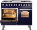 ILVE Nostalgie II 40-Inch Freestanding Natural Gas Dual Fuel Range in Midnight Blue with Chrome Trim (UPD40FNMPMBC)