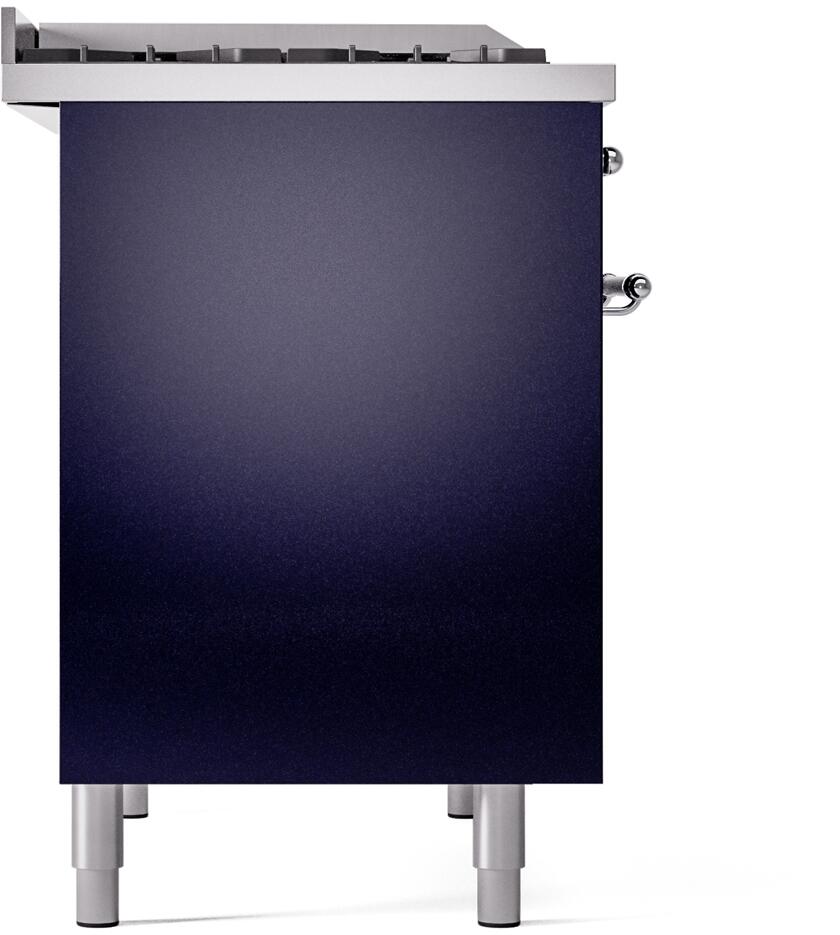 Midnight blue freestanding range rear panel with adjustable leveling legs