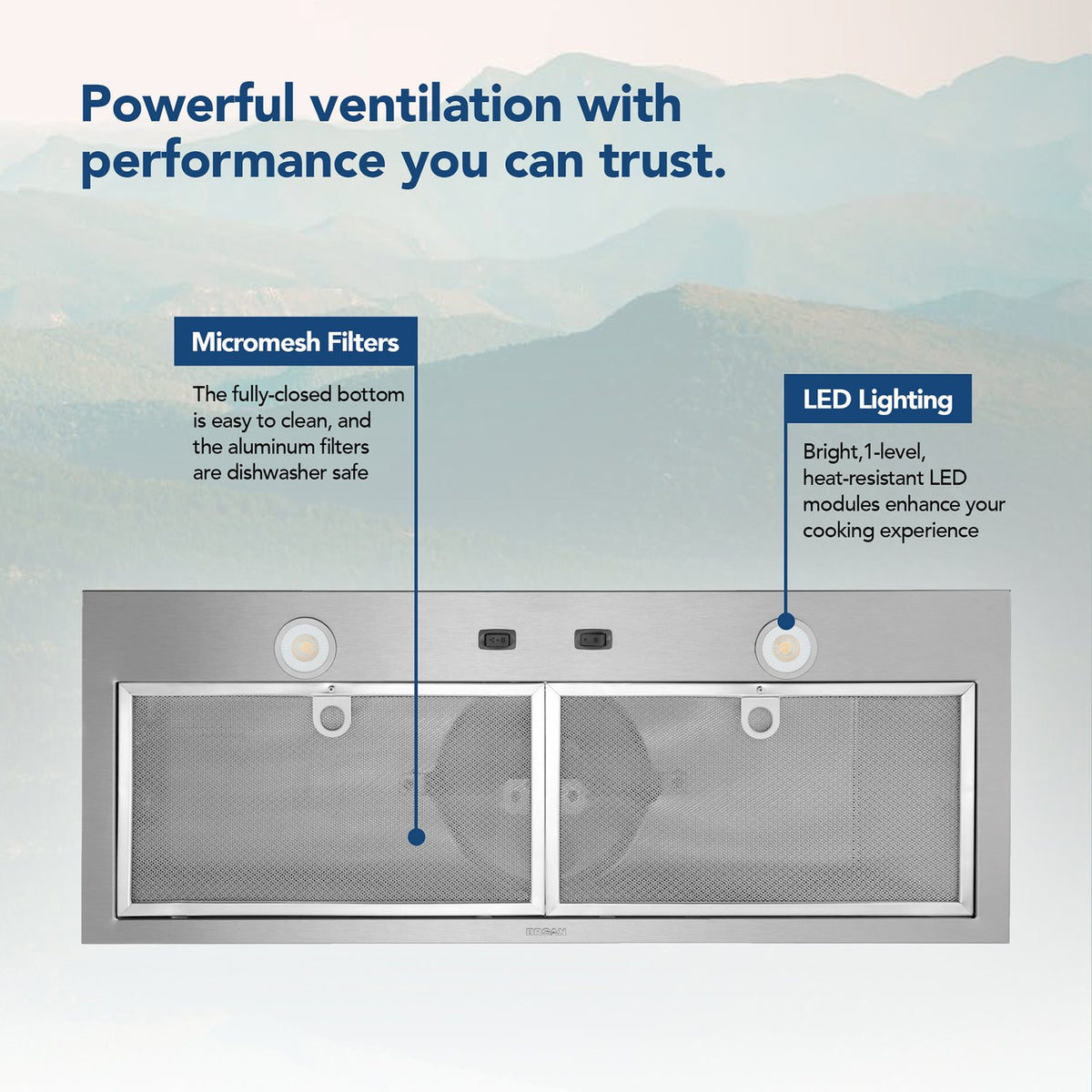 Broan-NuTone 24-Inch 300 CFM Built-In Power Pack Range Hood Insert in Stainless Steel (BBN1243SS)