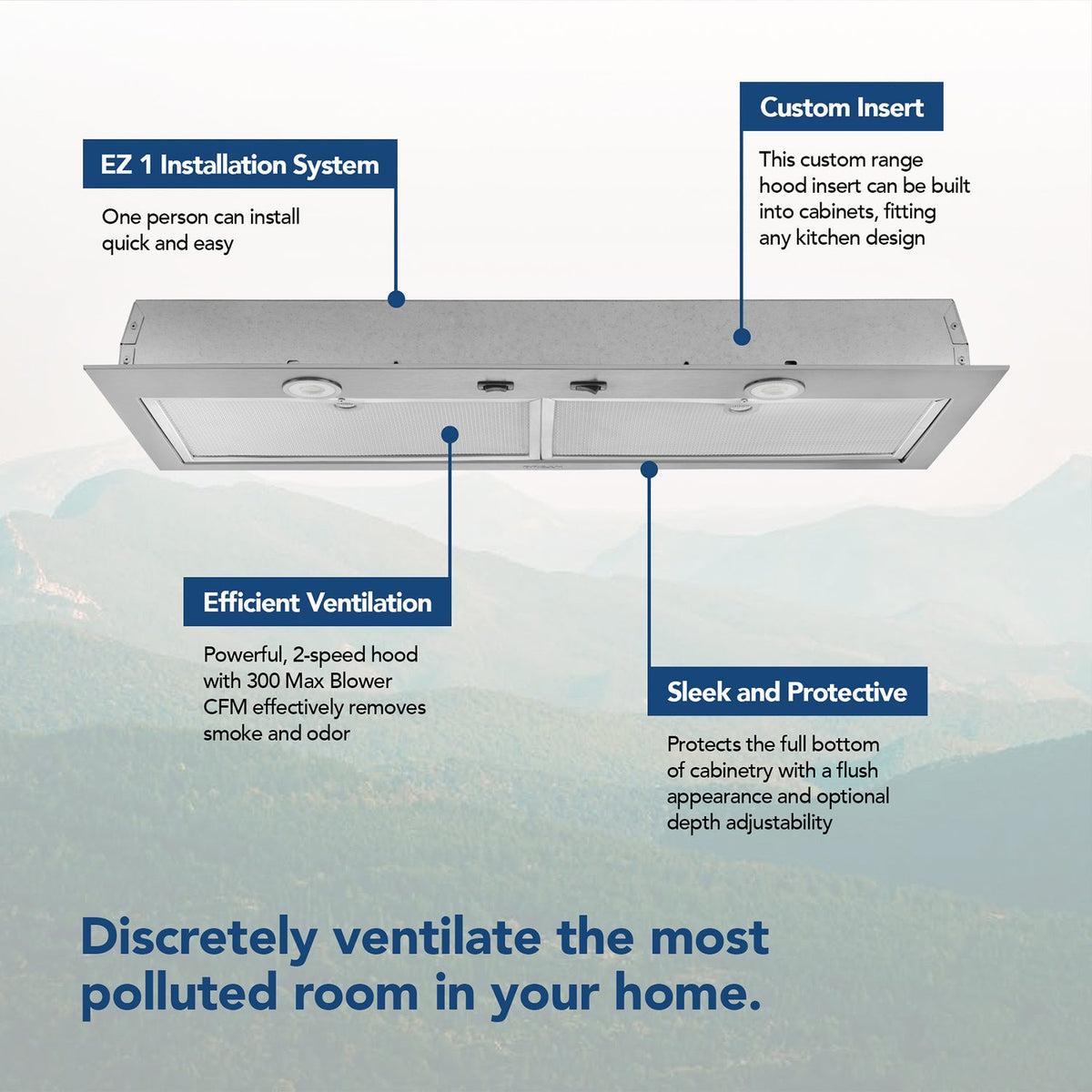 Broan-NuTone 30-Inch 300 CFM Built-In Power Pack Range Hood Insert in Stainless Steel (BBN1303SS)
