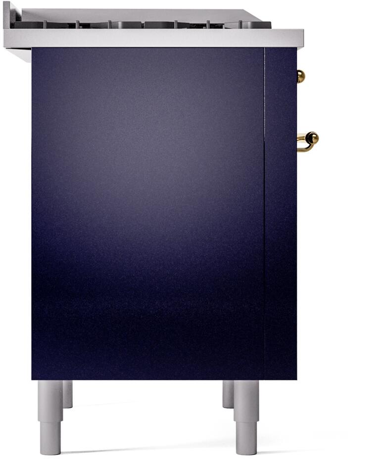 ILVE Nostalgie II freestanding range rear panel in midnight blue with legs