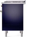 ILVE Nostalgie II 36-Inch Dual Fuel Freestanding Range in Midnight Blue with Brass Trim (UP36FNMPMBGLP)