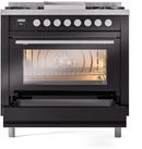 ILVE 36-Inch Professional Plus II Freestanding Natural Gas Dual Fuel Range with 6 Sealed Burner in Black (UP36FWMPBK)