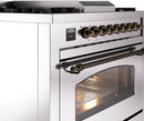 ILVE Nostalgie II 36-Inch Freestanding Natural Gas Dual Fuel Range in Stainless Steel with Bronze Trim (UP36FNMPSSB)