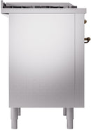 ILVE Nostalgie II 36-Inch Dual Fuel Freestanding Range in Stainless Steel with Bronze Trim (UP36FNMPSSBLP)