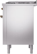 ILVE Nostalgie II 36-Inch Freestanding Natural Gas Dual Fuel Range in Stainless Steel with Bronze Trim (UP36FNMPSSB)