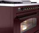 ILVE Nostalgie II 36-Inch Freestanding Natural Gas Dual Fuel Range in Burgundy with Bronze Trim (UP36FNMPBUB)