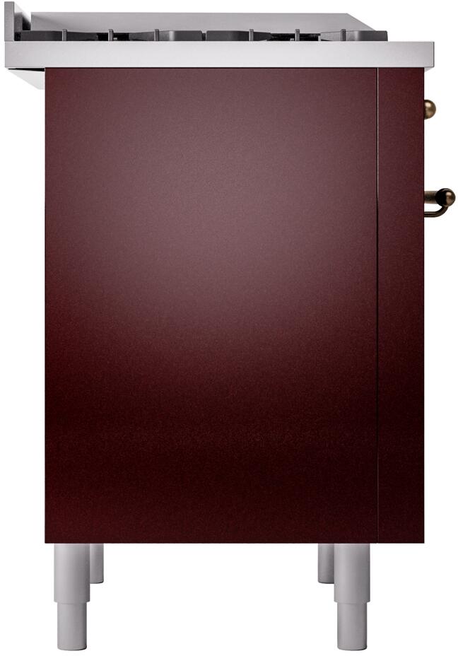 Burgundy freestanding range side panel with top control rail