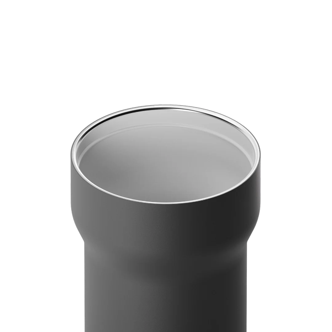 Charcoal black xBloom passenger tumbler with open top, empty interior