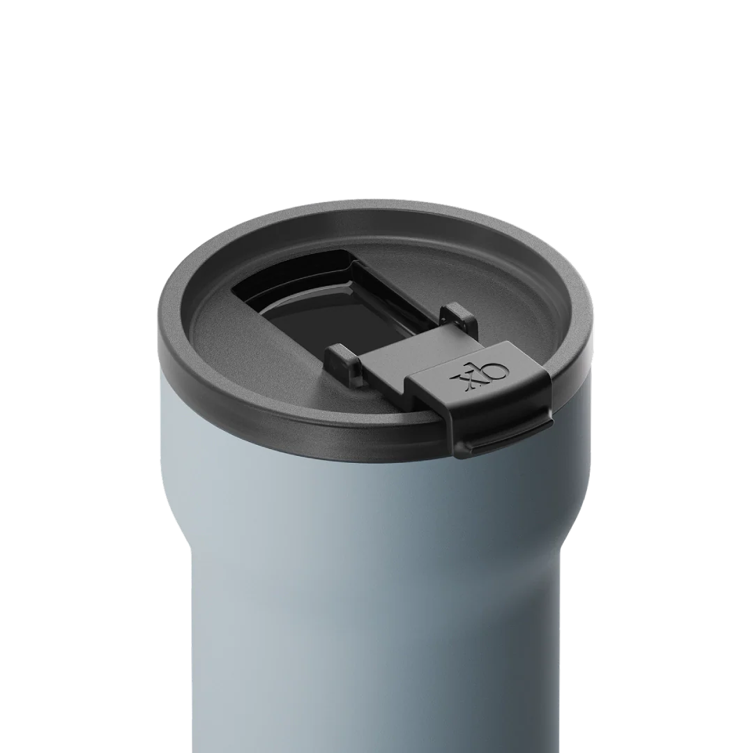 Glacier blue xBloom passenger tumbler lid open, drinking mechanism and rim