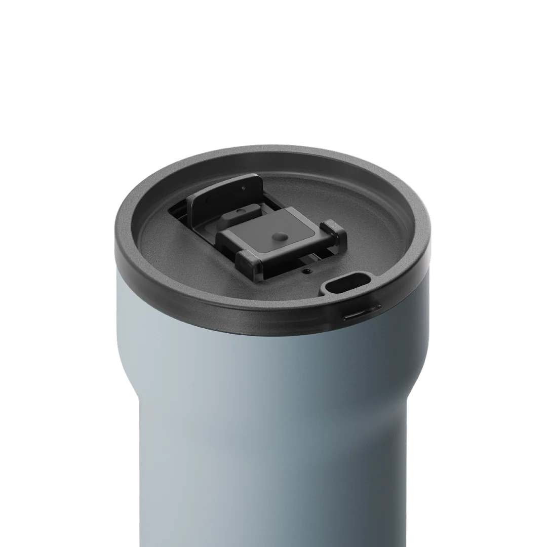 Glacier blue xBloom passenger tumbler open lid with push latch detail