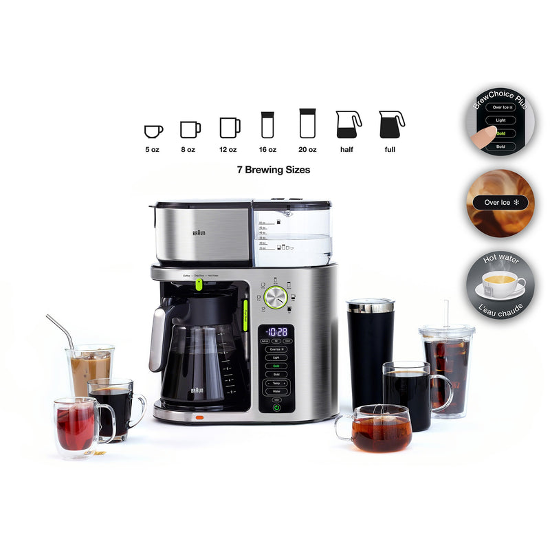 Braun Multiserve Brewing System in Stainless Steel with Glass Carafe (