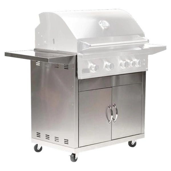 Broilmaster 32-Inch Stainless Steel Cart with 2 Doors and Side Shelves (BSACT32)