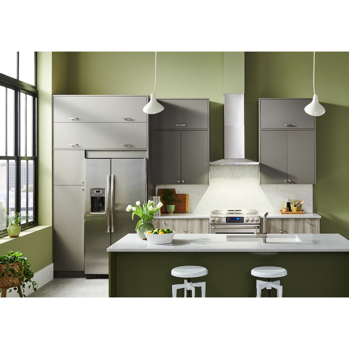 Broan-NuTone 30-Inch 450 CFM Convertible Low Profile Pyramidal Wall Mount Chimney Range Hood in Stainless Steel (BWS1304SS)