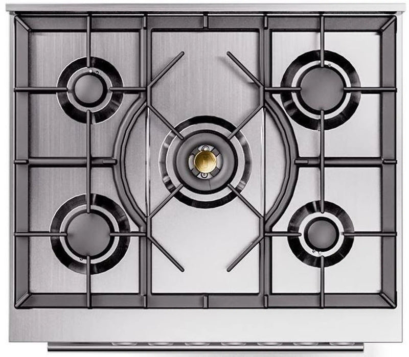ILVE Professional Plus II 30-Inch Freestanding Dual Fuel Range with 5 Sealed Burner in White (UP30WMPWH)