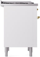 ILVE Nostalgie II 36-Inch Freestanding Natural Gas Dual Fuel Range in White with Brass Trim (UP36FNMPWHG)