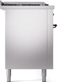 ILVE Nostalgie II 60-Inch Natural Gas Dual Fuel Range with 7 Burners, Griddle, & French Top with Triple Glass Door Oven in Stainless Steel with Bronze Trim (UP60FSNMPSSB)