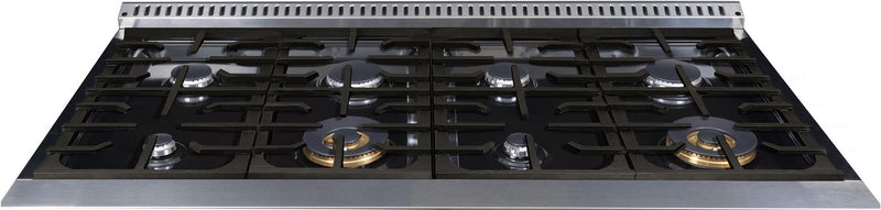 Forte 48" Freestanding Natural Gas Range with 8 Sealed Burners in Black with Brass Trim (FGR488BBBBR)