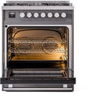 ILVE Professional Plus II 30-Inch Freestanding Natural Gas Dual Fuel Range with 5 Sealed Burners in Matte Graphite (UP30WMPMG)