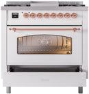 ILVE Nostalgie II 36-Inch Dual Fuel Freestanding Range in White with Copper Trim (UP36FNMPWHPLP)