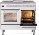 ILVE Professional Plus II 40-Inch Freestanding Natural Gas Dual Fuel Range with 6 Sealed Burner in White (UPD40FWMPWH)