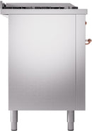 ILVE Nostalgie II 60-Inch Natural Gas Dual Fuel Range with 7 Burners, Griddle, & French Top with Triple Glass Door Oven in Stainless Steel with Copper Trim (UP60FSNMPSSP)
