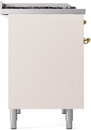 ILVE Nostalgie II 40-Inch Dual Fuel Freestanding Range in Antique White with Brass Trim (UPD40FNMPAWGLP)