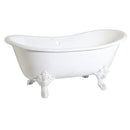 Kingston Brass Aqua Eden 67" Cast Iron Oval Double Slipper Clawfoot Tub (No Faucet Drillings), White (VCTNDS6731NLW)