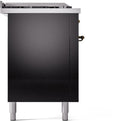 ILVE Nostalgie II 60-Inch Natural Gas Dual Fuel Range with 7 Burners, Griddle, & French Top with Triple Glass Door Oven in Glossy Black with Bronze Trim (UP60FSNMPBKB)