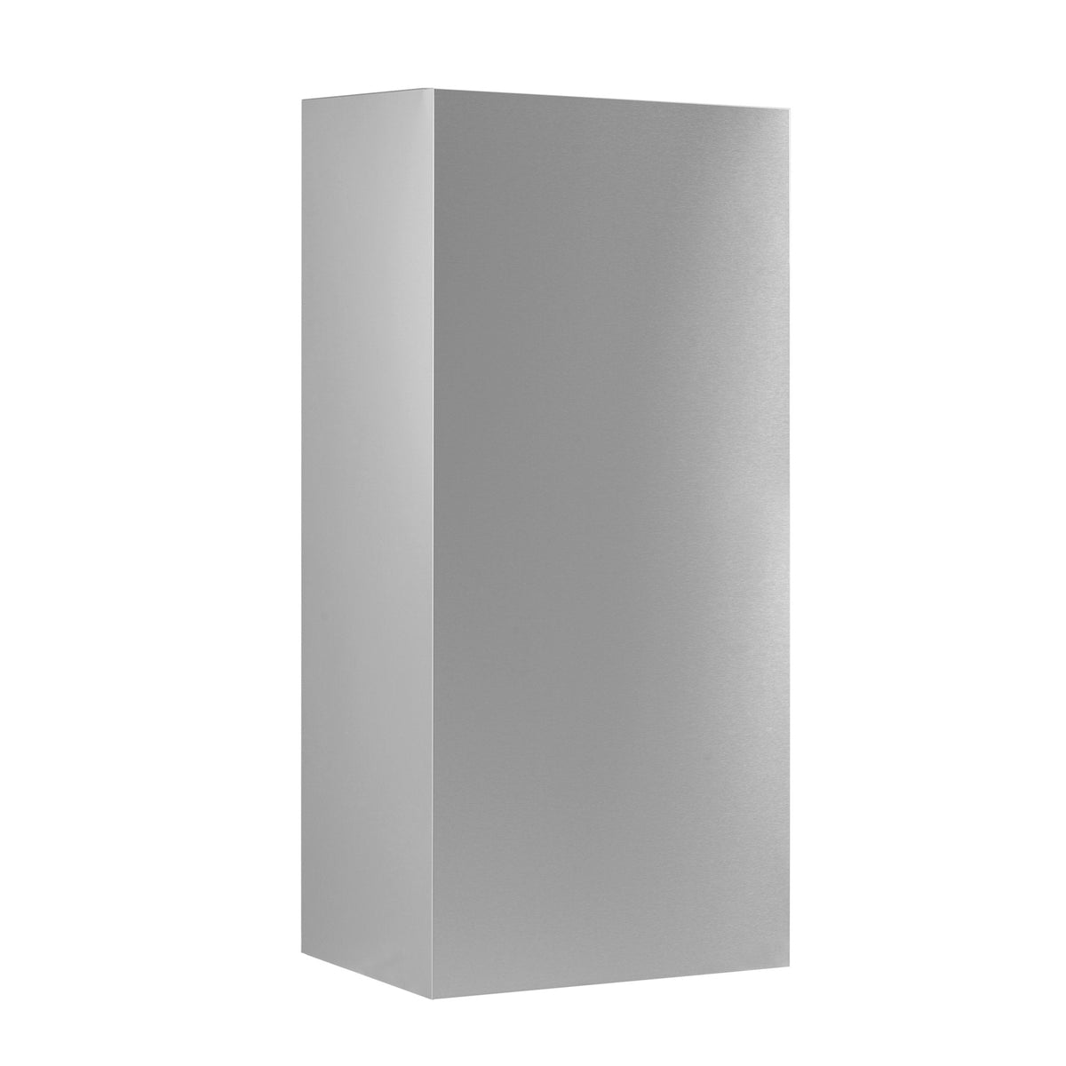 Stainless steel ceiling cover, side profile view, smooth rectangular metal housing