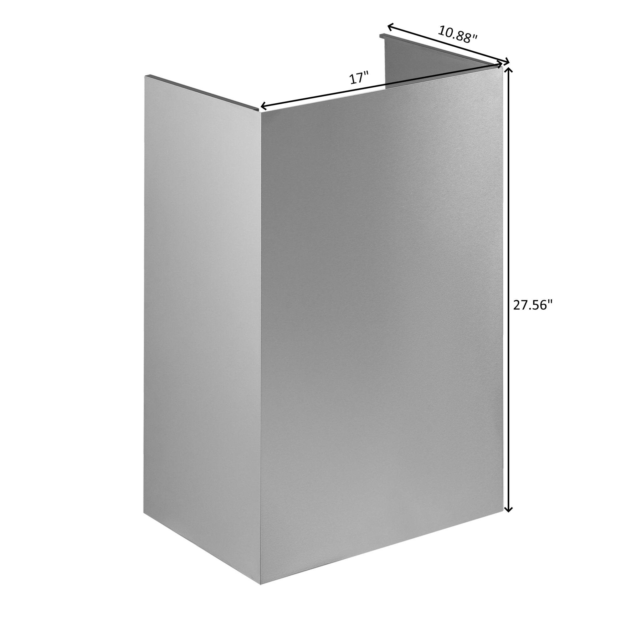 Stainless steel ceiling cover panel with dimensions, tall rectangular shape